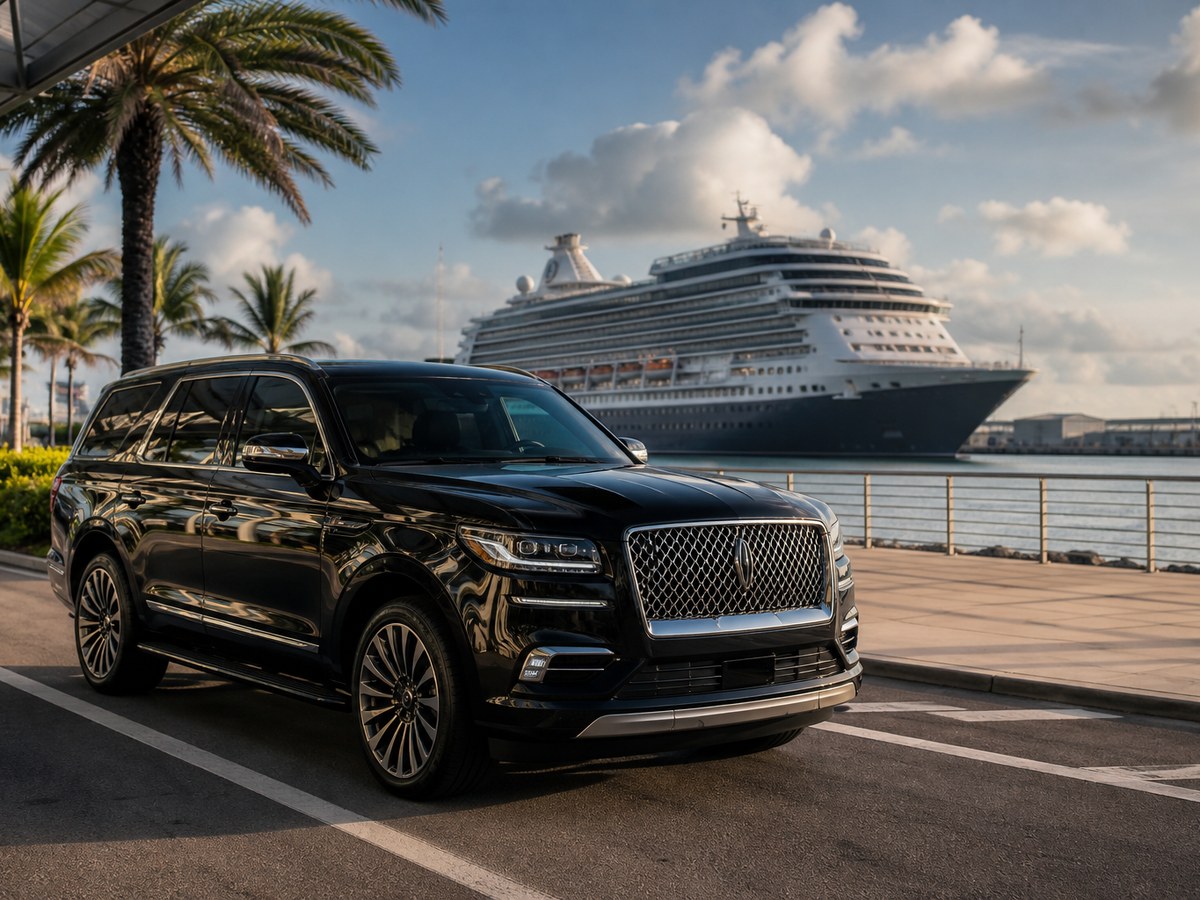 Vehicle en route to Port Canaveral cruise terminal