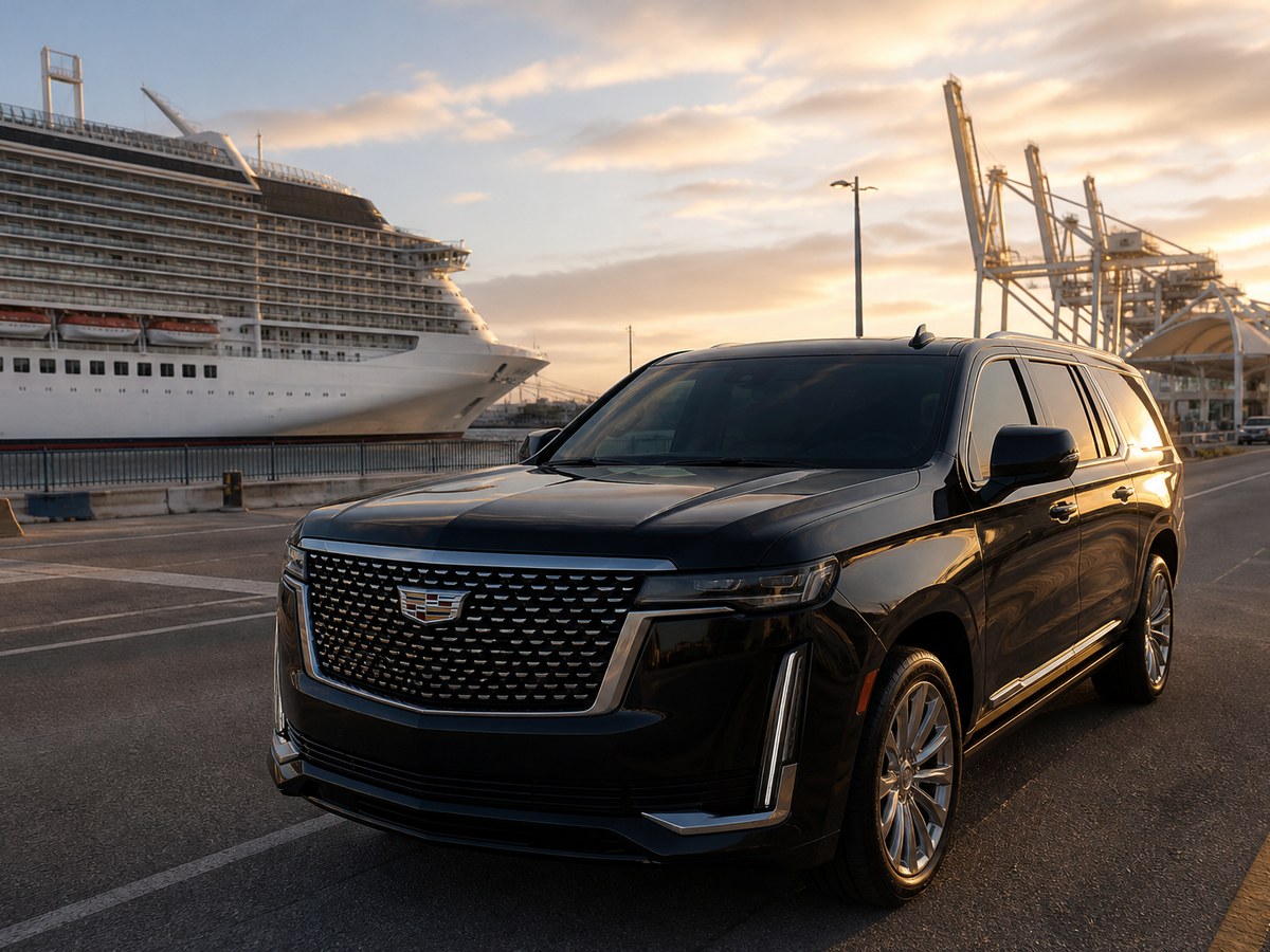 Vehicle at a cruise terminal drop-off